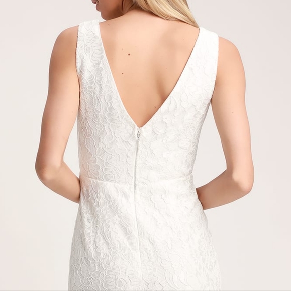 Lulu's Normani White Lace Sleeveless Sheath Dress, Sz M - Picture 2 of 15